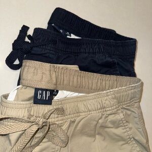 Set of 2: GAP Khaki Joggers MED Navy Tan 30” x 27” Elastic and drawstring waist